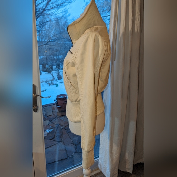 Juniors size M faux leather cream jacket by Papaya - Picture 6 of 12